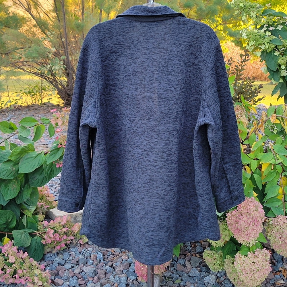 Land's End SHACKET NWT knit snap marled Black Heather size 2X - Picture 3 of 7
